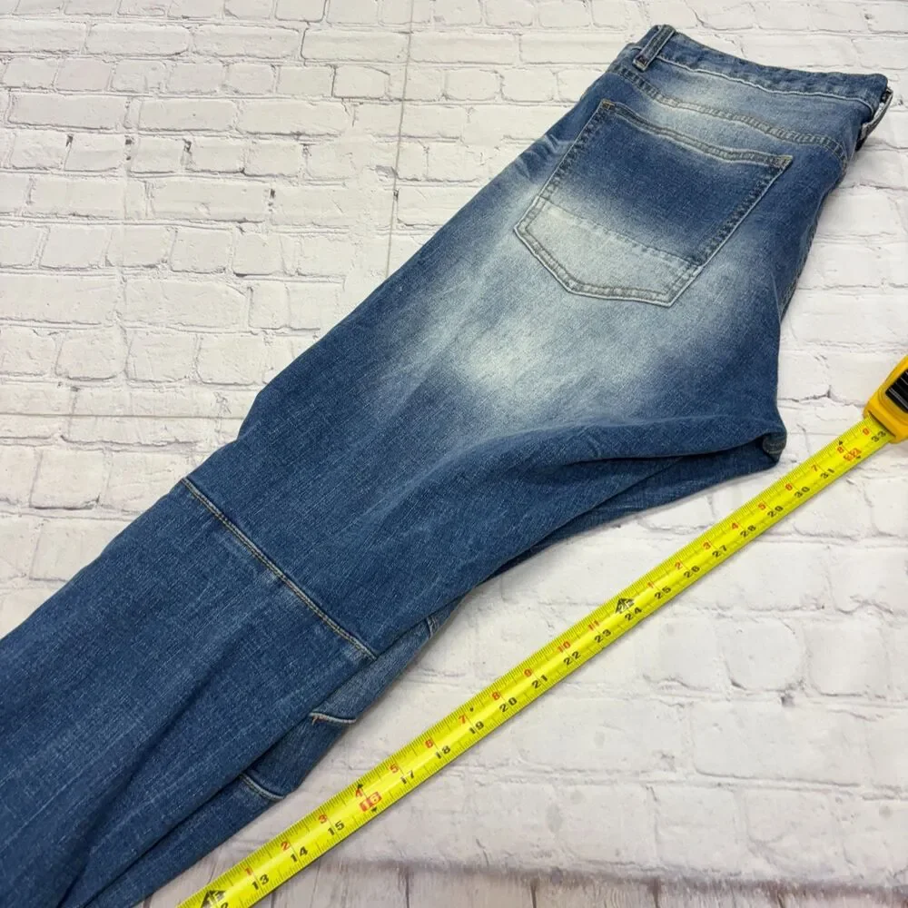 Smoke Rise Men Slim Distressed Jeans Size 38x32 Blue Denim C132 -27